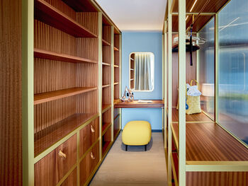 Wardrobe with stool and mirror