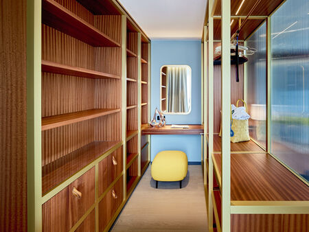 Wardrobe with stool and mirror