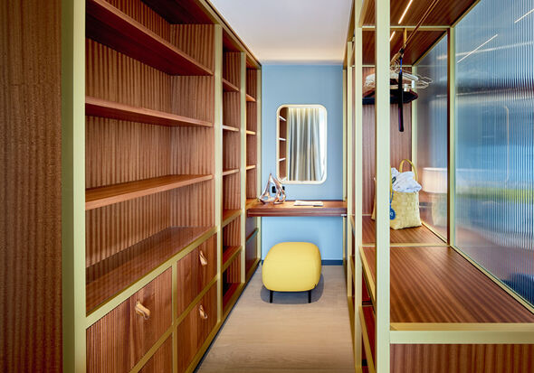 Wardrobe with stool and mirror