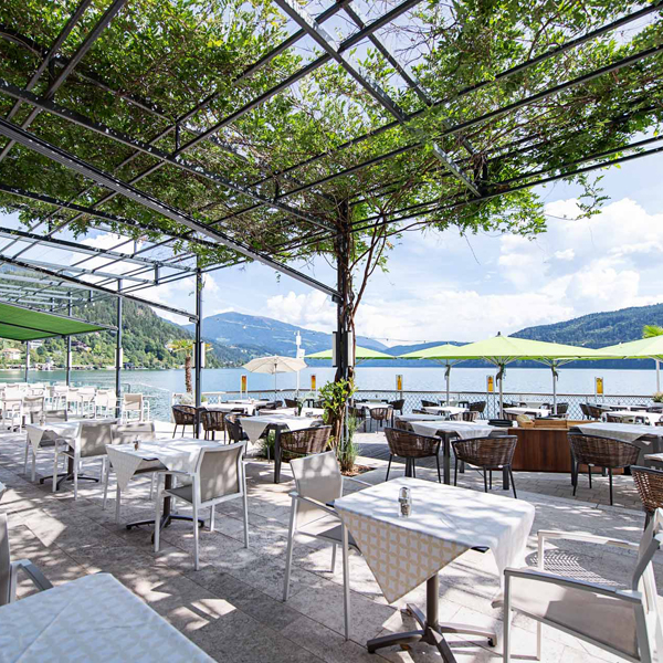 Set tables on sun terrace