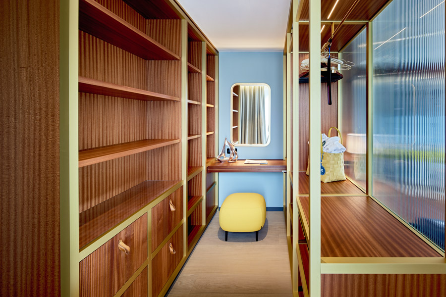 Wardrobe with stool and mirror