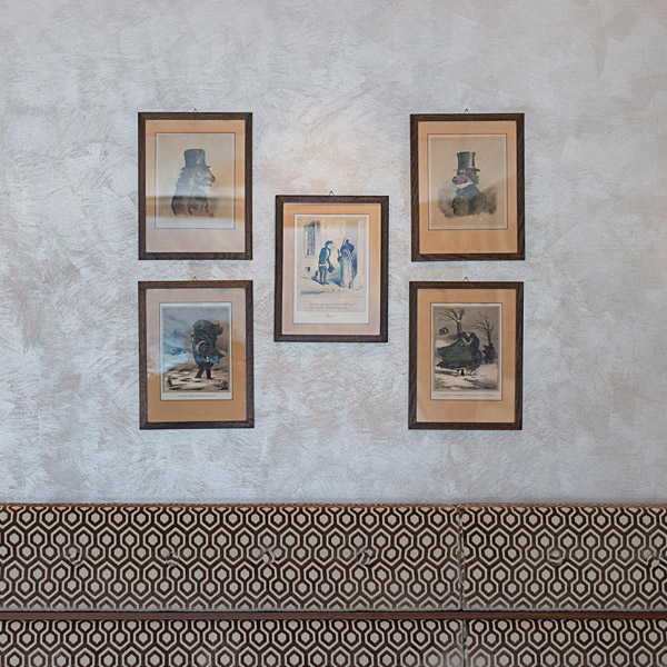 5 paintings on one wall